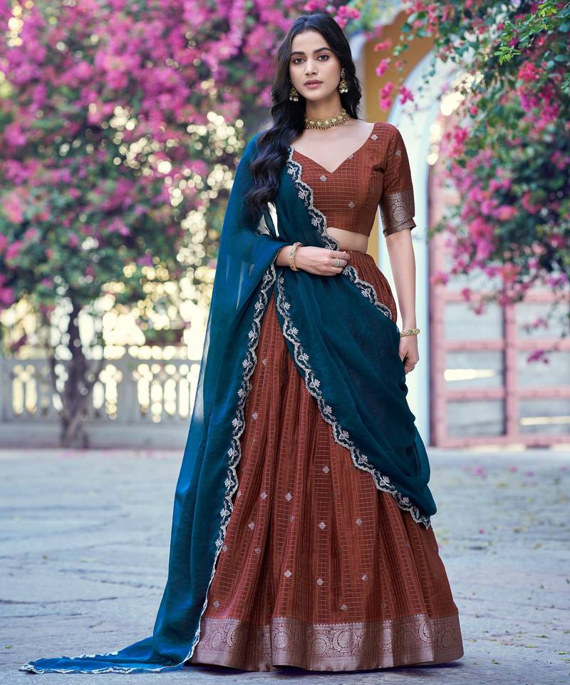 Premium Chinon Chex Lehenga Choli with Zari Work