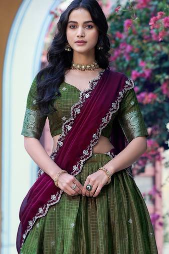 Premium Chinon Chex Lehenga Choli with Zari Work