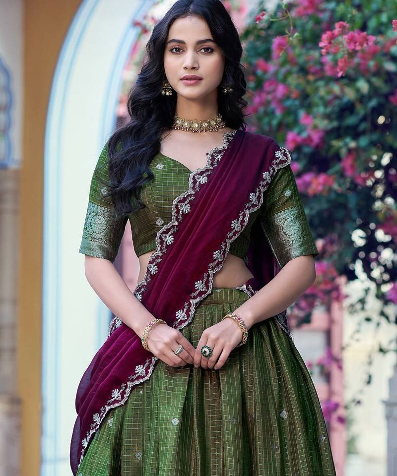 Premium Chinon Chex Lehenga Choli with Zari Work