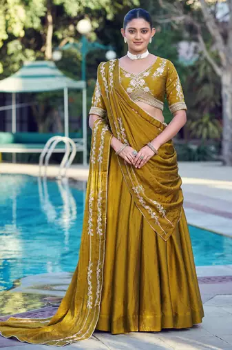 Women Rangoli Silk Embellished Lehenga Choli with Sequins & Thread Work