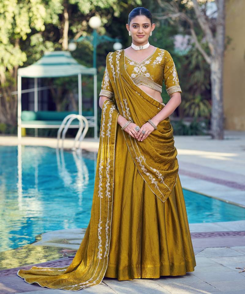 Women Rangoli Silk Embellished Lehenga Choli with Sequins & Thread Work