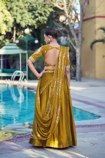 Women Rangoli Silk Embellished Lehenga Choli with Sequins & Thread Work