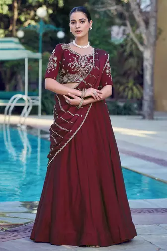 Women Rangoli Silk Embellished Lehenga Choli with Sequins & Thread Work