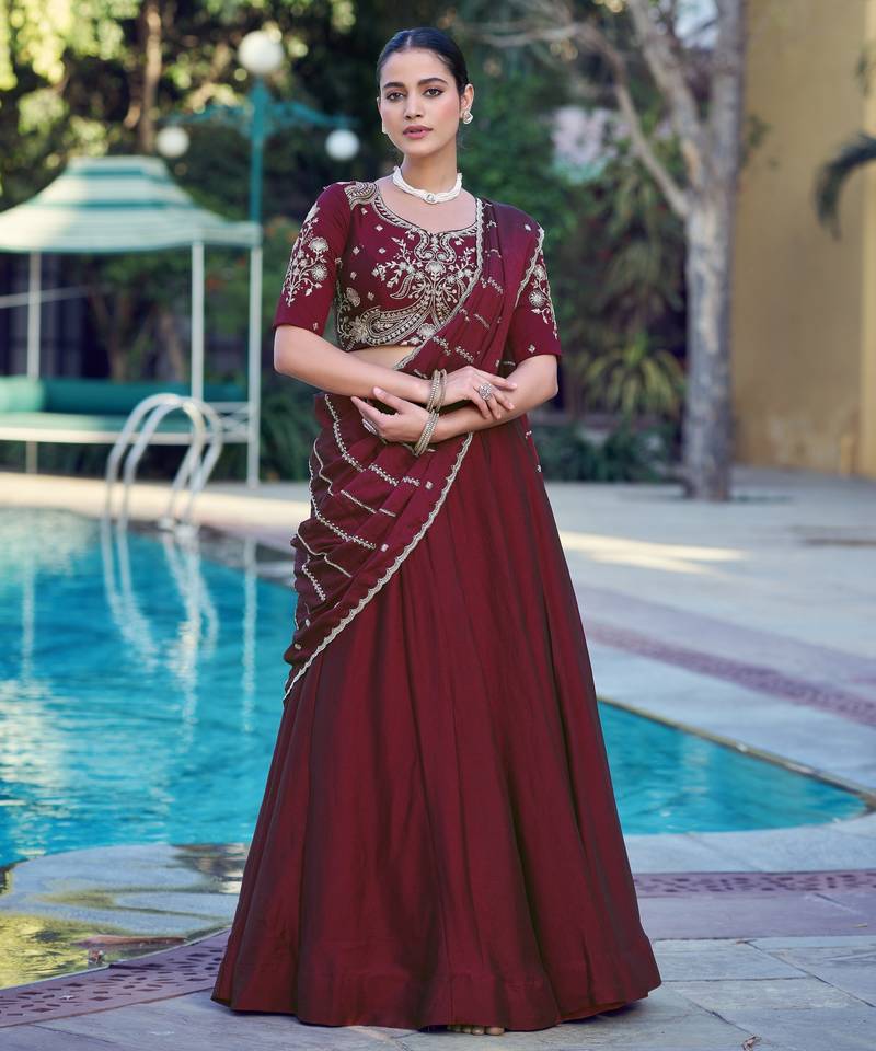 Women Rangoli Silk Embellished Lehenga Choli with Sequins & Thread Work