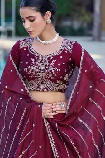 Women Rangoli Silk Embellished Lehenga Choli with Sequins & Thread Work