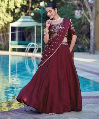Women Rangoli Silk Embellished Lehenga Choli with Sequins & Thread Work 3