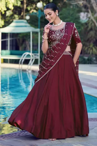 Women Rangoli Silk Embellished Lehenga Choli with Sequins & Thread Work