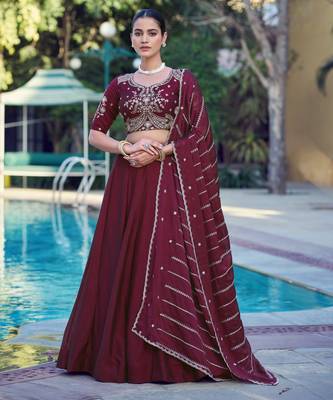 Women Rangoli Silk Embellished Lehenga Choli with Sequins & Thread Work 4