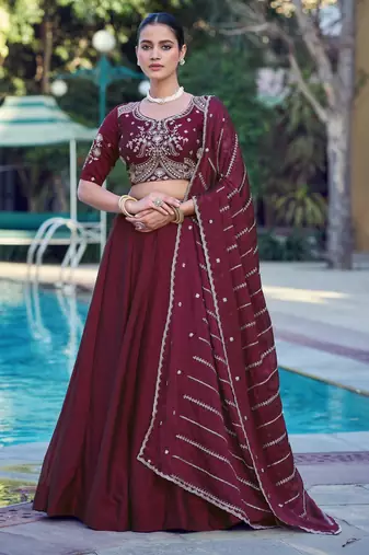 Women Rangoli Silk Embellished Lehenga Choli with Sequins & Thread Work