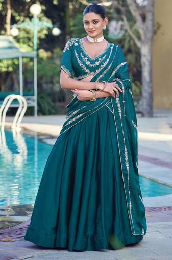Women Rangoli Silk Embellished Lehenga Choli with Sequins & Thread Work