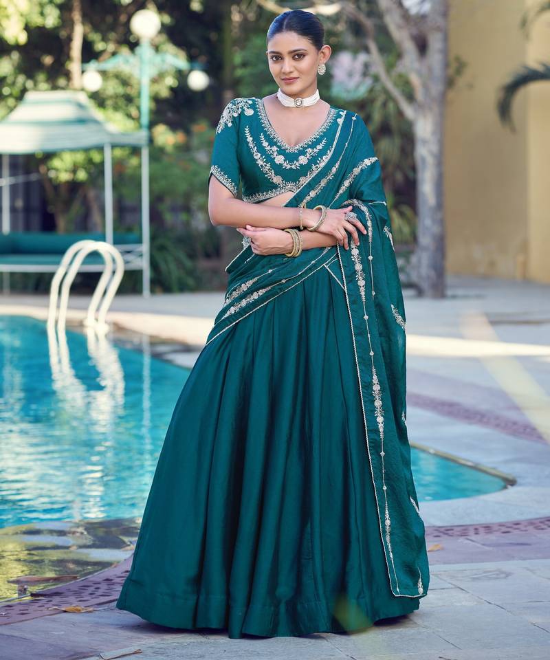 Women Rangoli Silk Embellished Lehenga Choli with Sequins & Thread Work