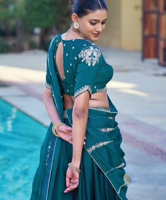 Women Rangoli Silk Embellished Lehenga Choli with Sequins & Thread Work 3