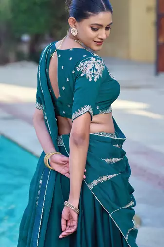 Women Rangoli Silk Embellished Lehenga Choli with Sequins & Thread Work