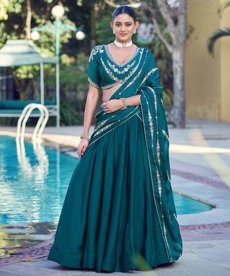 Women Rangoli Silk Embellished Lehenga Choli with Sequins & Thread Work 4