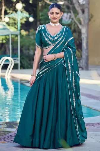 Women Rangoli Silk Embellished Lehenga Choli with Sequins & Thread Work
