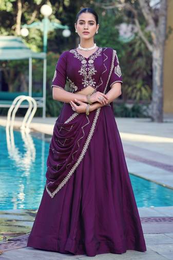 Women Rangoli Silk Embellished Lehenga Choli with Sequins & Thread Work