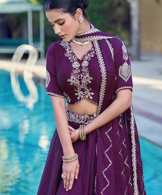 Women Rangoli Silk Embellished Lehenga Choli with Sequins & Thread Work 2