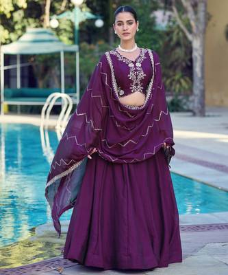 Women Rangoli Silk Embellished Lehenga Choli with Sequins & Thread Work 4