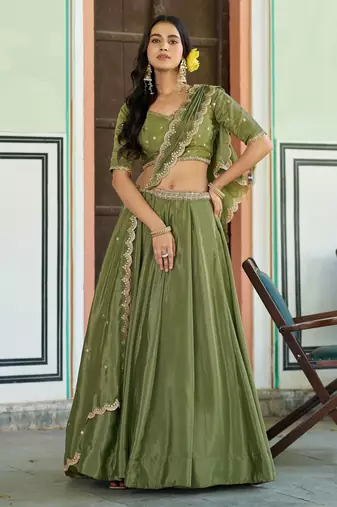 Royal Chinon Embroidered Lehenga with Sequins Detailing