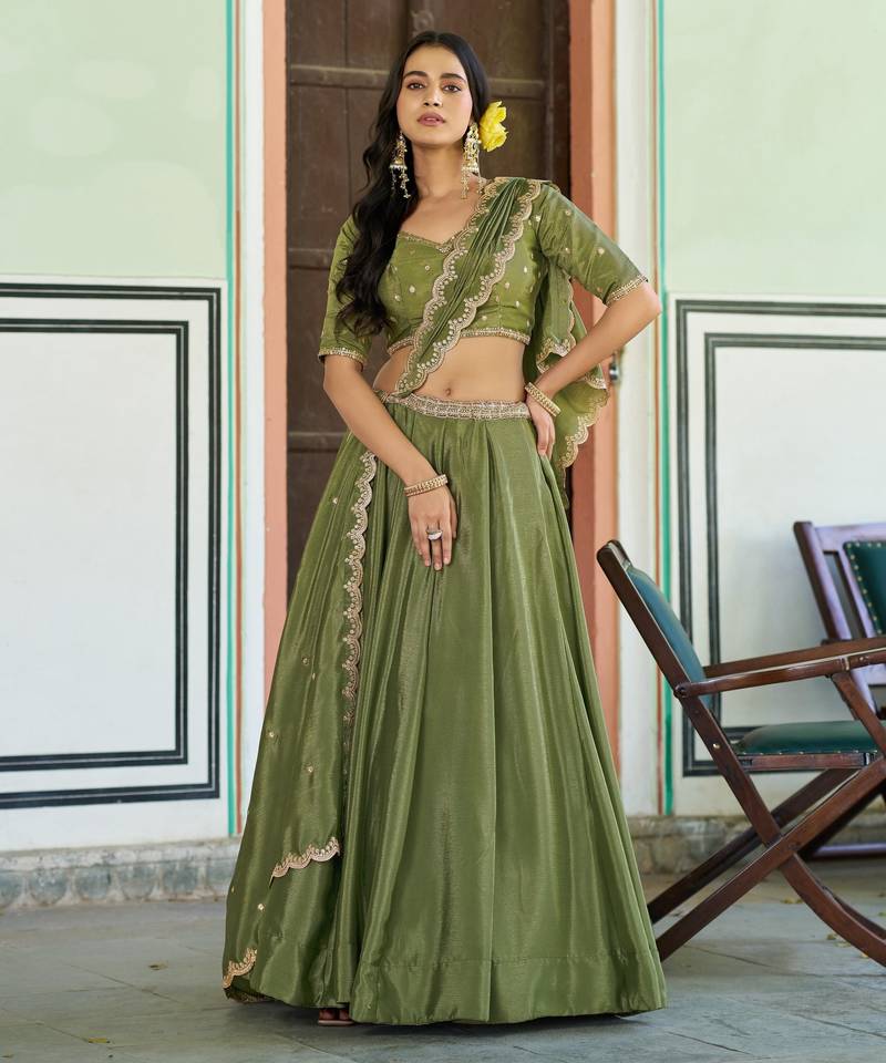 Royal Chinon Embroidered Lehenga with Sequins Detailing