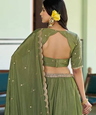 Royal Chinon Embroidered Lehenga with Sequins Detailing 3