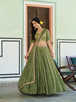 Royal Chinon Embroidered Lehenga with Sequins Detailing 4