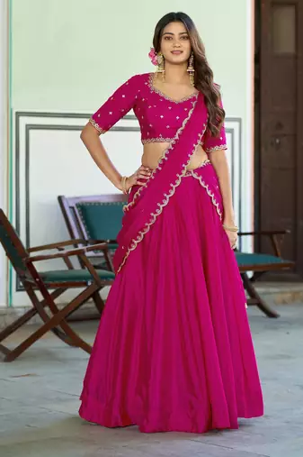 Royal Chinon Embroidered Lehenga with Sequins Detailing