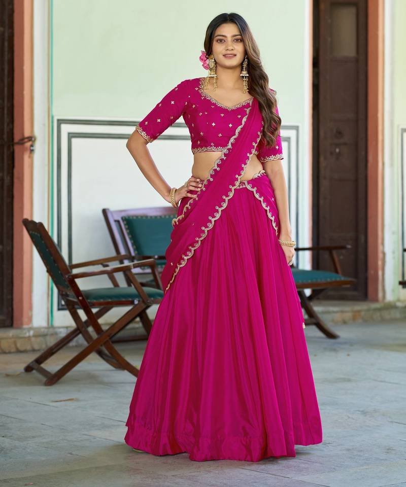 Royal Chinon Embroidered Lehenga with Sequins Detailing