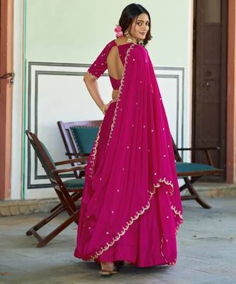 Royal Chinon Embroidered Lehenga with Sequins Detailing 3