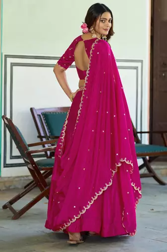 Royal Chinon Embroidered Lehenga with Sequins Detailing