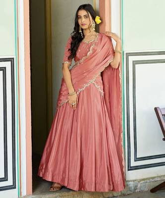 Royal Chinon Embroidered Lehenga with Sequins Detailing 1