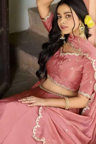 Royal Chinon Embroidered Lehenga with Sequins Detailing