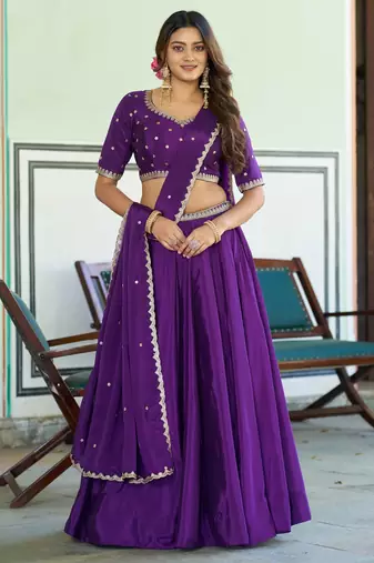 Royal Chinon Embroidered Lehenga with Sequins Detailing