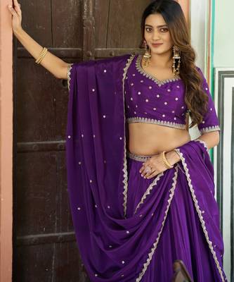 Royal Chinon Embroidered Lehenga with Sequins Detailing 2