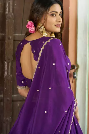 Royal Chinon Embroidered Lehenga with Sequins Detailing