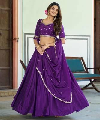 Royal Chinon Embroidered Lehenga with Sequins Detailing 4