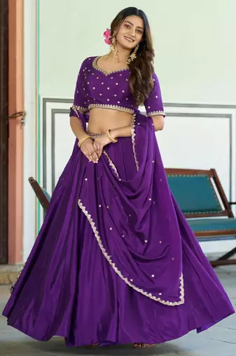 Royal Chinon Embroidered Lehenga with Sequins Detailing