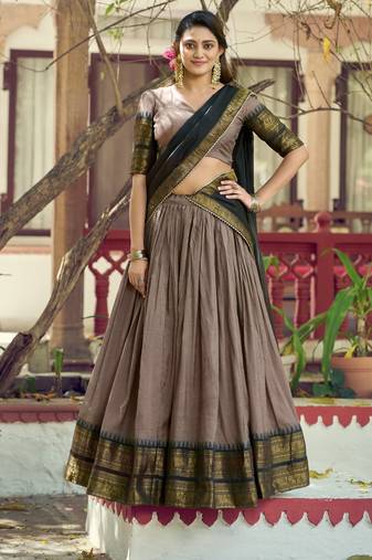 Pure Chanderi Zari Weaving Work Lehenga Choli with Dupatta