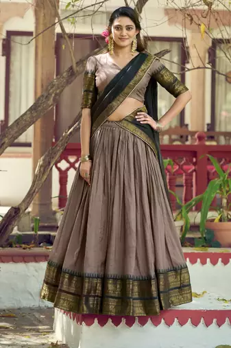 Pure Chanderi Zari Weaving Work Lehenga Choli with Dupatta