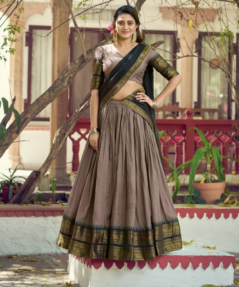 Pure Chanderi Zari Weaving Work Lehenga Choli with Dupatta