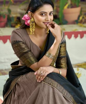 Pure Chanderi Zari Weaving Work Lehenga Choli with Dupatta 2