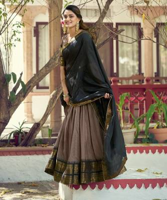 Pure Chanderi Zari Weaving Work Lehenga Choli with Dupatta 4