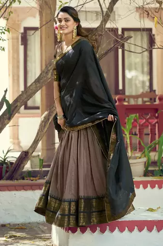 Pure Chanderi Zari Weaving Work Lehenga Choli with Dupatta