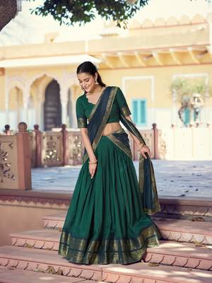 Pure Chanderi Zari Weaving Work Lehenga Choli with Dupatta 3