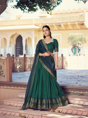 Pure Chanderi Zari Weaving Work Lehenga Choli with Dupatta 4
