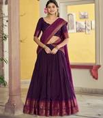 Pure Chanderi Zari Weaving Work Lehenga Choli with Dupatta
