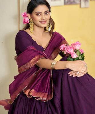 Pure Chanderi Zari Weaving Work Lehenga Choli with Dupatta 2