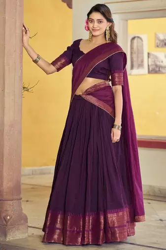 Pure Chanderi Zari Weaving Work Lehenga Choli with Dupatta