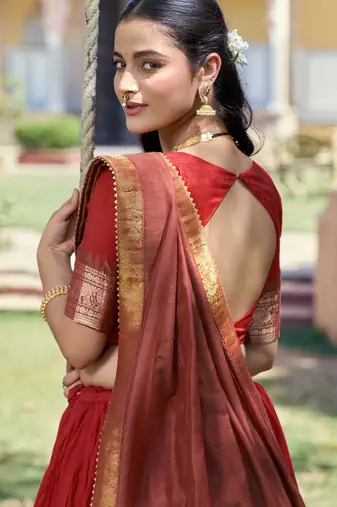 Pure Chanderi Zari Weaving Work Lehenga Choli with Dupatta