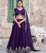 Women's Purple Rangoli Silk Sequins & Thread Embroidered Lehenga Choli